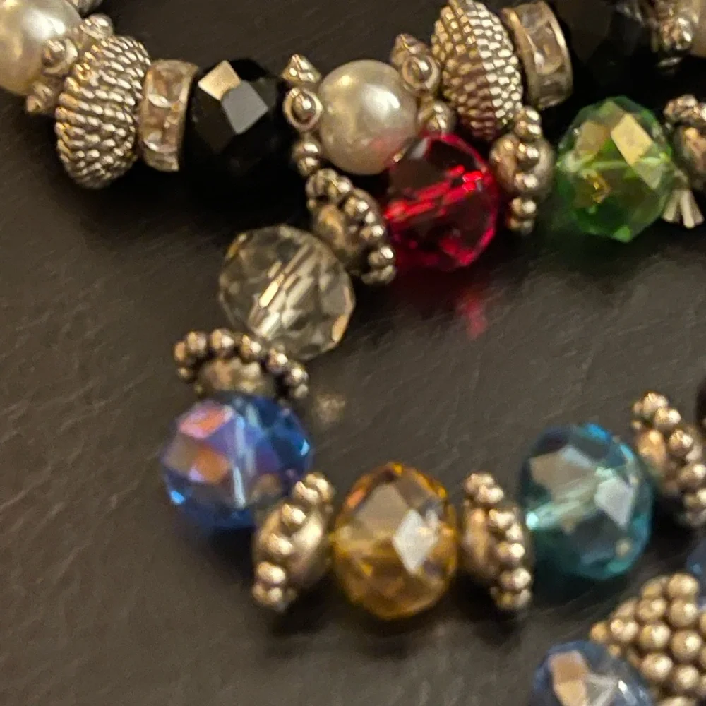 4 piece bundle elastic beaded bracelet assorted colors‎
